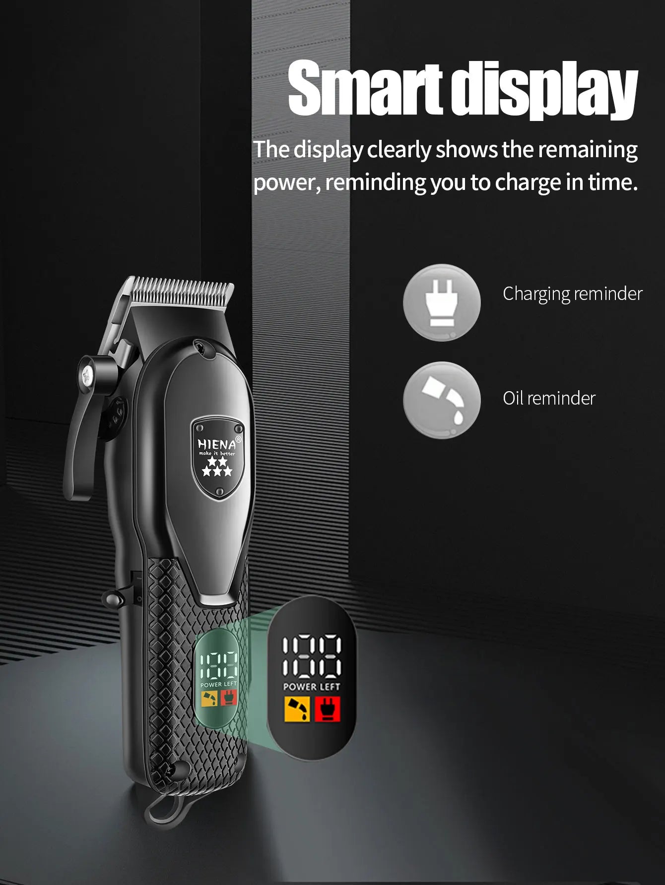 Hiena Professional Hair Clipper Kit – Electric Trimmer with LCD Display