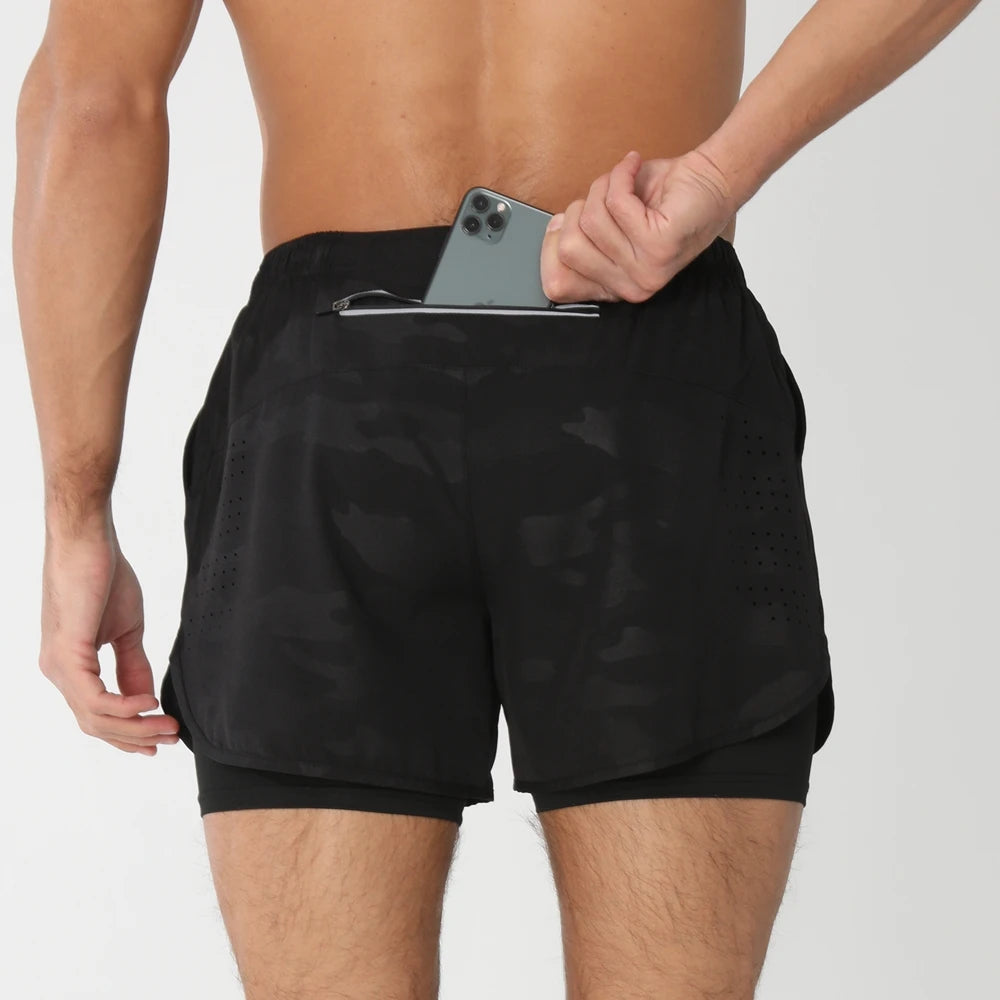Men’s 2-in-1 Running Shorts – Quick Dry Gym & Training Shorts