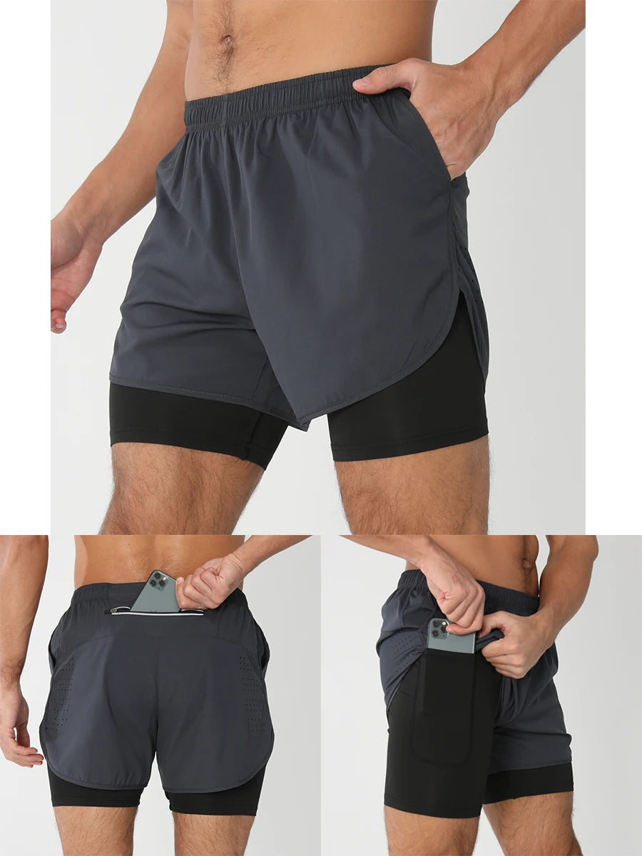 Men’s 2-in-1 Running Shorts – Quick Dry Gym & Training Shorts