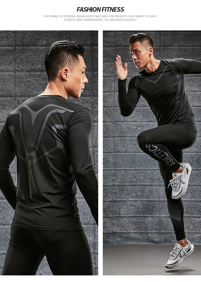 Men’s Quick-Dry Long Sleeve Sports Top – Tight Fit Training Shirt