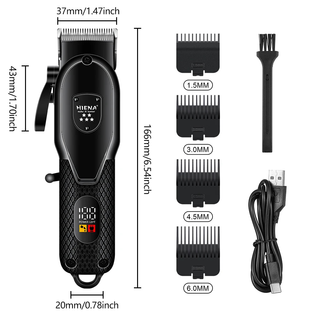Hiena Professional Hair Clipper Kit – Electric Trimmer with LCD Display