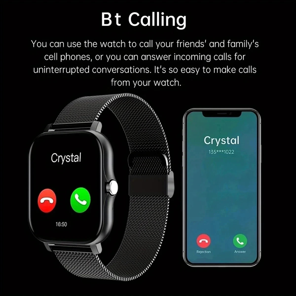 1.83″ Smart Watch – Full Touch Fitness Tracker with Bluetooth Call