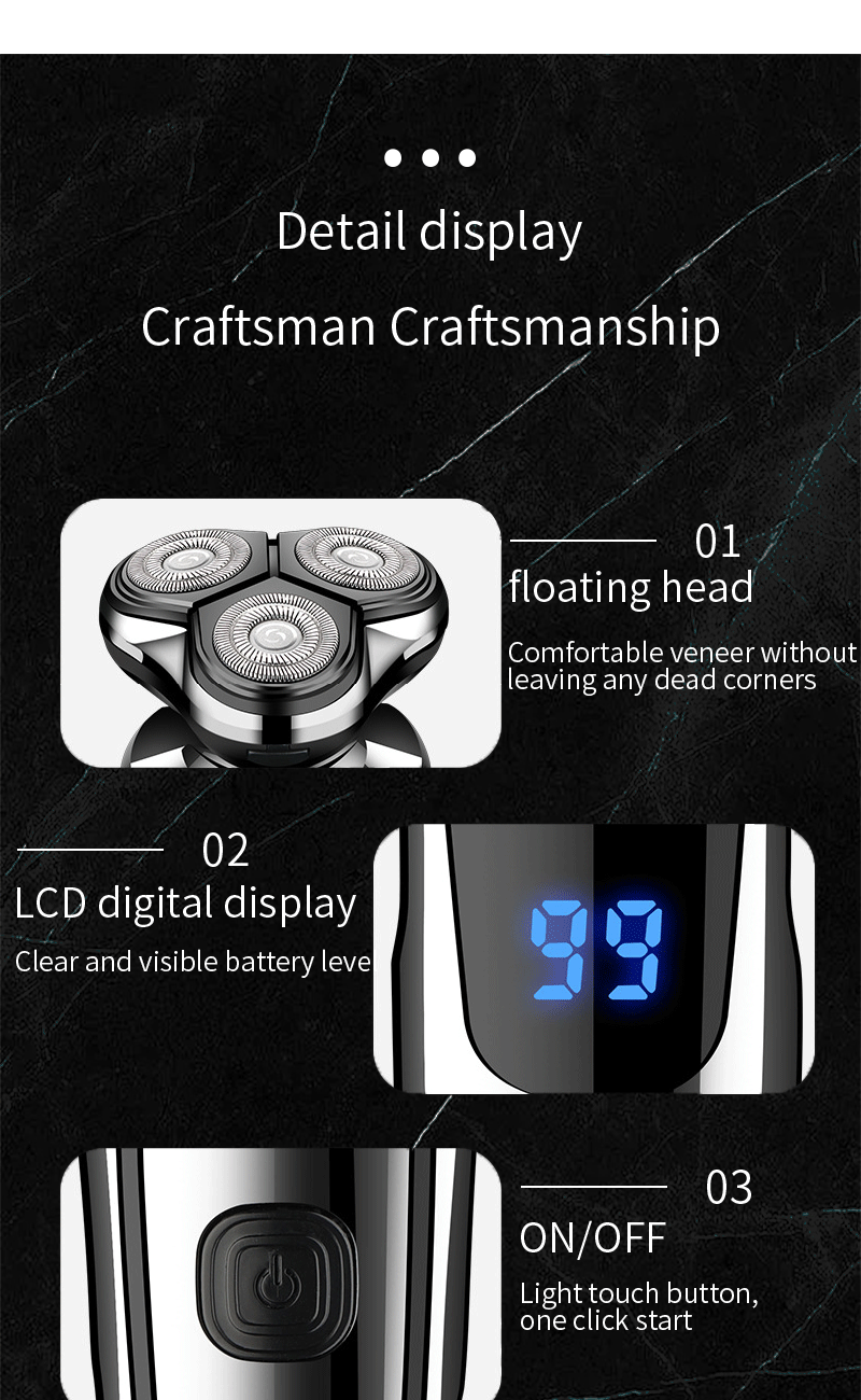 Rechargeable 3D Floating Electric Shaver for Men