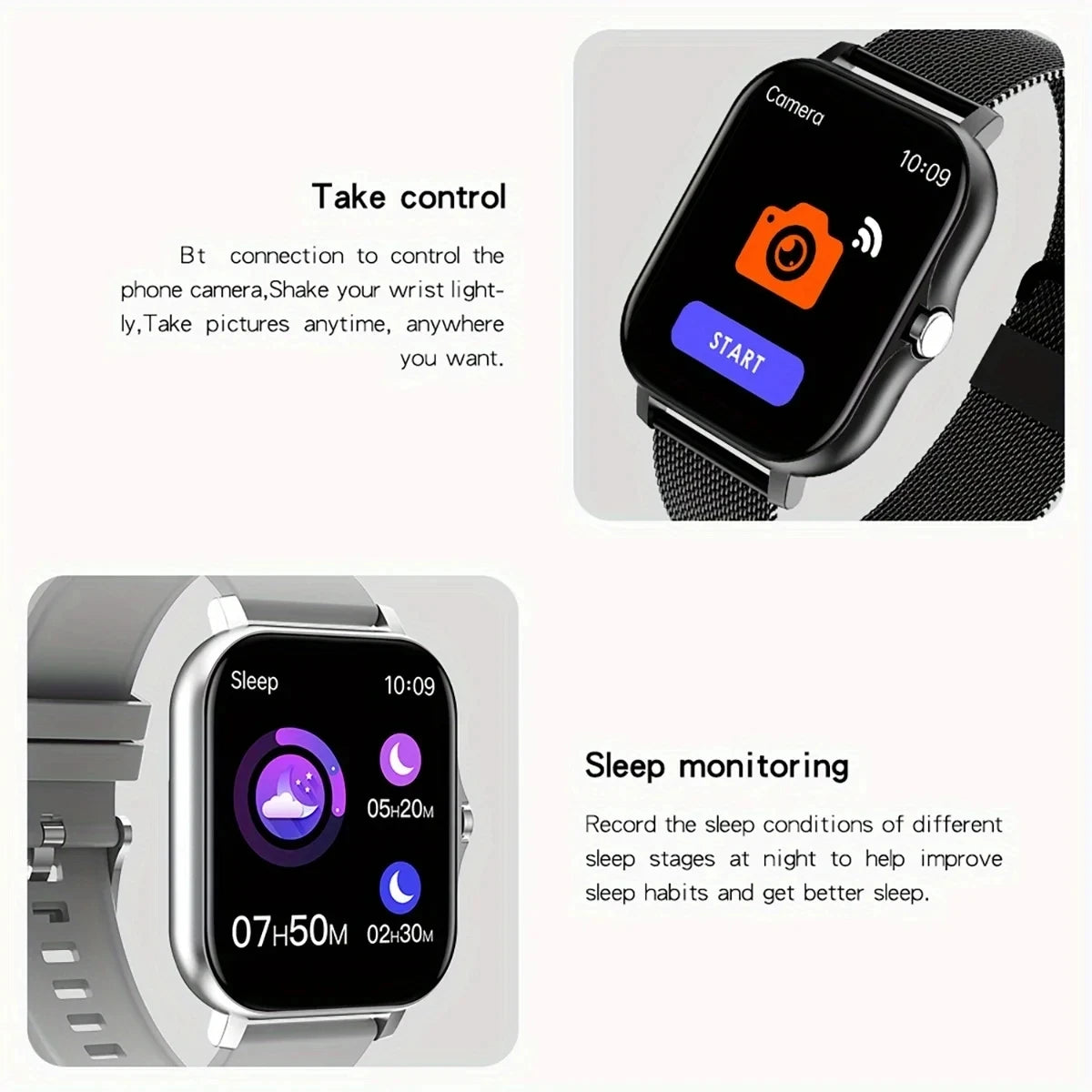 1.83″ Smart Watch – Full Touch Fitness Tracker with Bluetooth Call