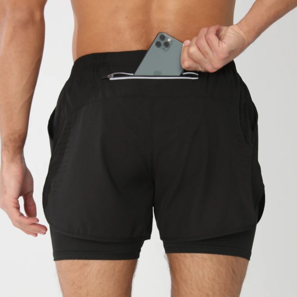 Men’s 2-in-1 Running Shorts – Quick Dry Gym & Training Shorts