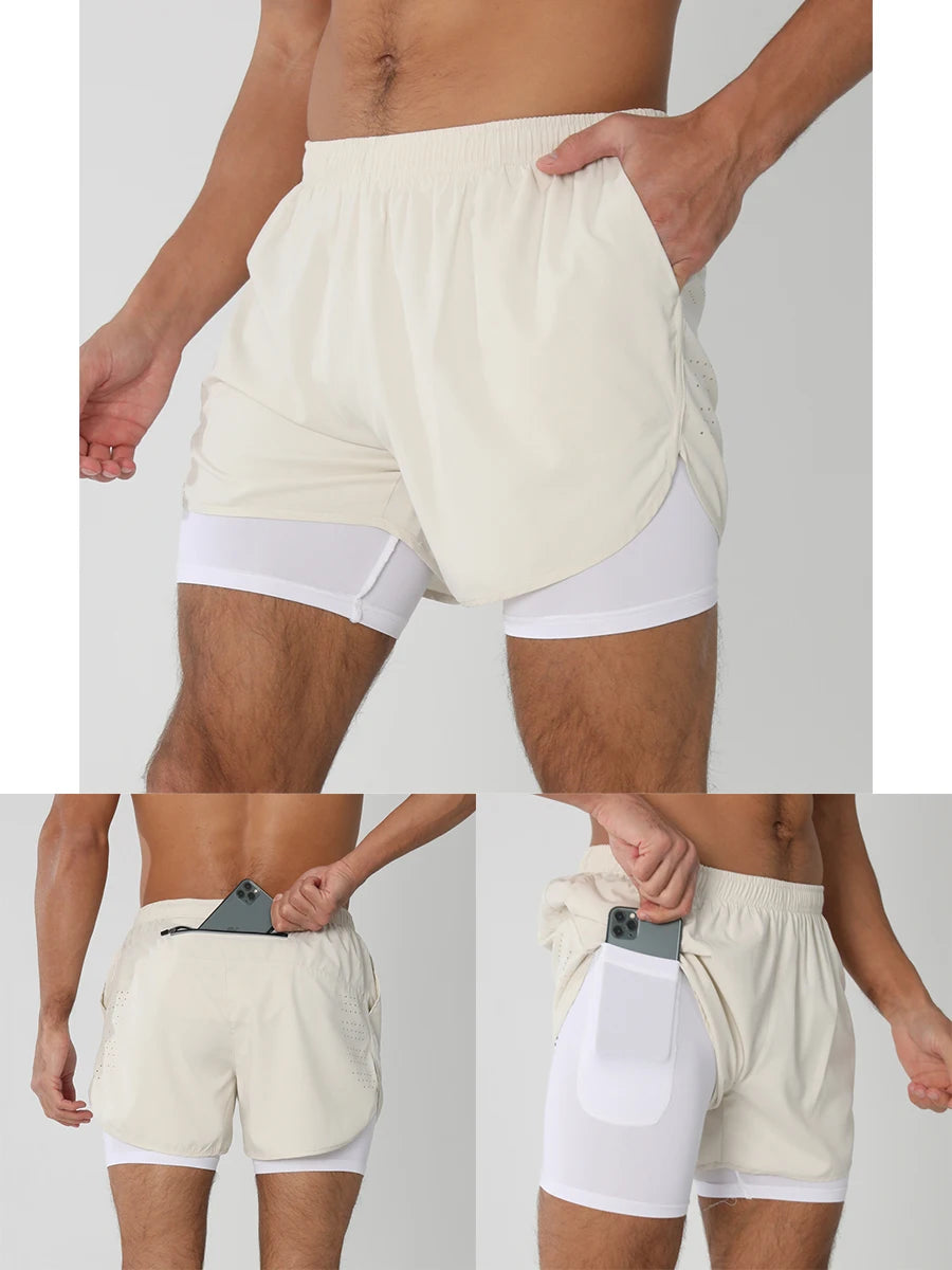 Men’s 2-in-1 Running Shorts – Quick Dry Gym & Training Shorts