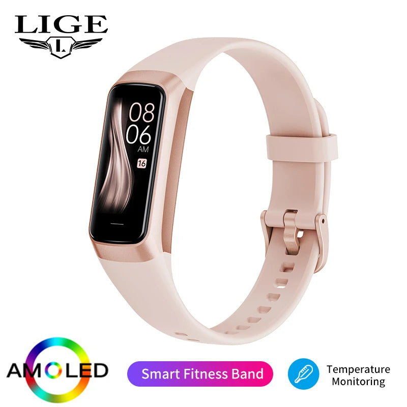 LIGE 1.1 inch Amoled Smart Watch Smartwatch Band Women Heart Rate Monitoring Waterproof men Smart Bracelet Sport Fitness Tracker