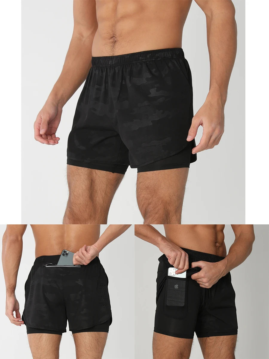 Men’s 2-in-1 Running Shorts – Quick Dry Gym & Training Shorts