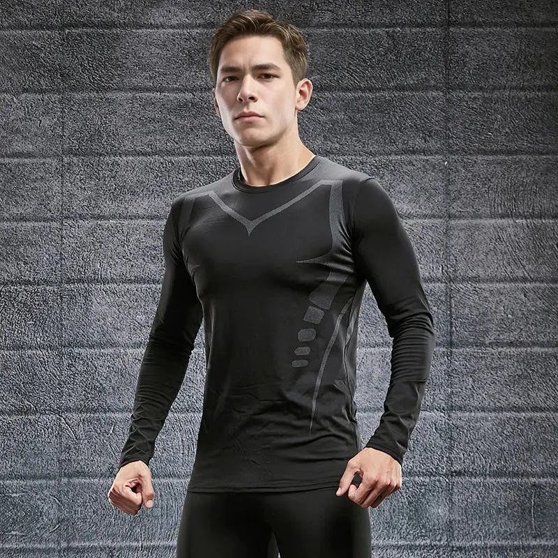 Men’s Quick-Dry Long Sleeve Sports Top – Tight Fit Training Shirt