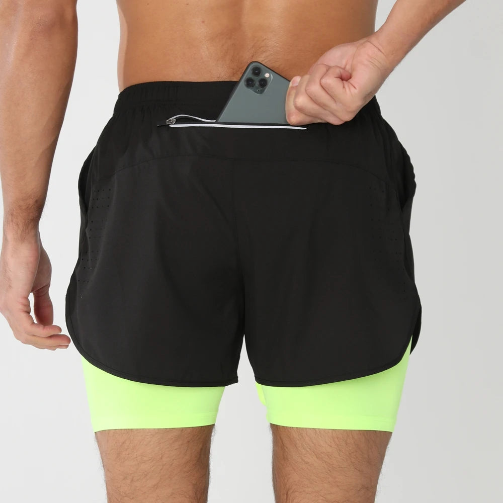 Men’s 2-in-1 Running Shorts – Quick Dry Gym & Training Shorts