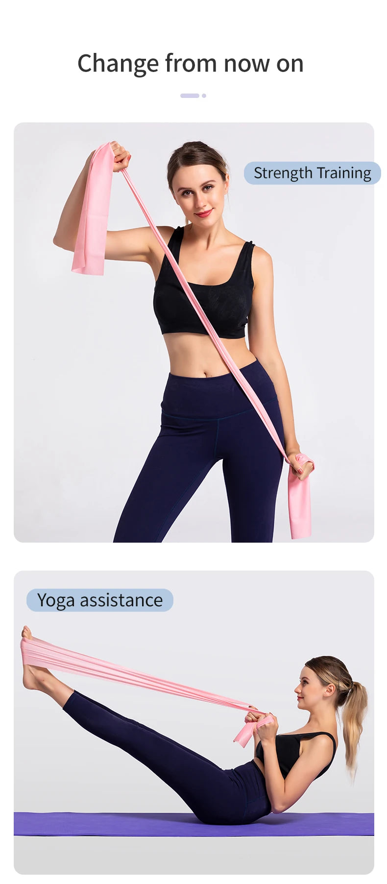 Yoga & Pilates Elastic Resistance Band – 150cm Natural Rubber Fitness Band